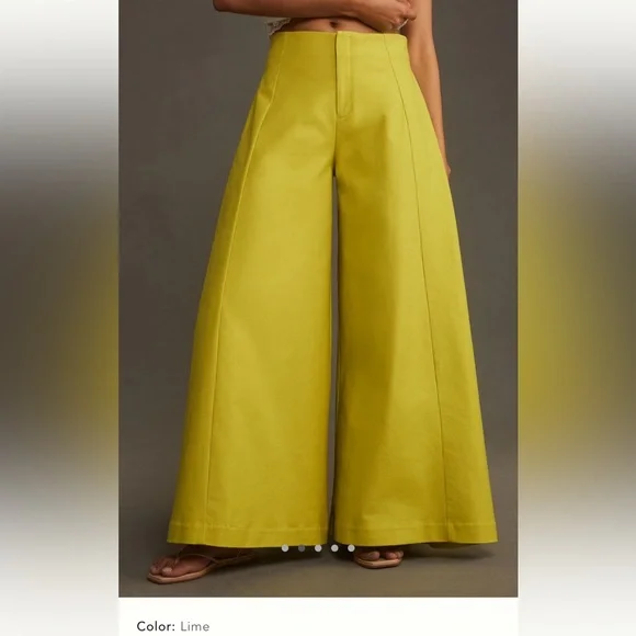Maeve A-line Palazzo Pants Lime Color Size 4 - Picture 2 of 6